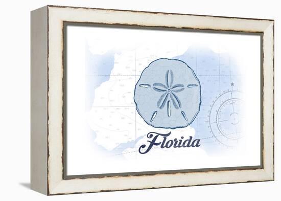 Florida - Sand Dollar - Blue - Coastal Icon-Lantern Press-Framed Stretched Canvas