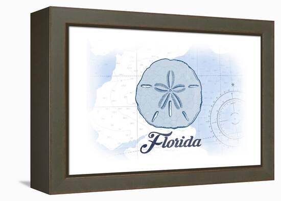 Florida - Sand Dollar - Blue - Coastal Icon-Lantern Press-Framed Stretched Canvas