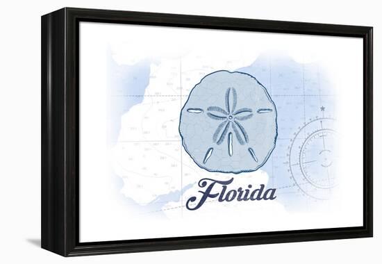 Florida - Sand Dollar - Blue - Coastal Icon-Lantern Press-Framed Stretched Canvas