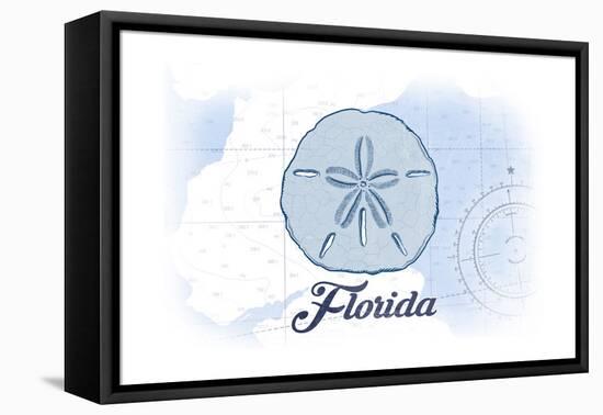 Florida - Sand Dollar - Blue - Coastal Icon-Lantern Press-Framed Stretched Canvas