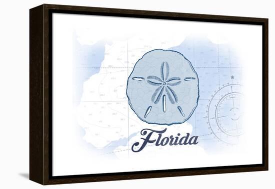 Florida - Sand Dollar - Blue - Coastal Icon-Lantern Press-Framed Stretched Canvas