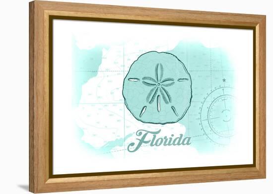 Florida - Sand Dollar - Teal - Coastal Icon-Lantern Press-Framed Stretched Canvas