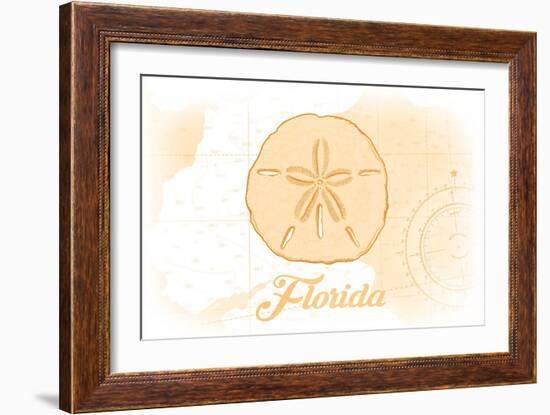 Florida - Sand Dollar - Yellow - Coastal Icon-Lantern Press-Framed Art Print