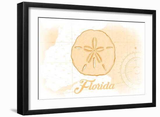 Florida - Sand Dollar - Yellow - Coastal Icon-Lantern Press-Framed Art Print