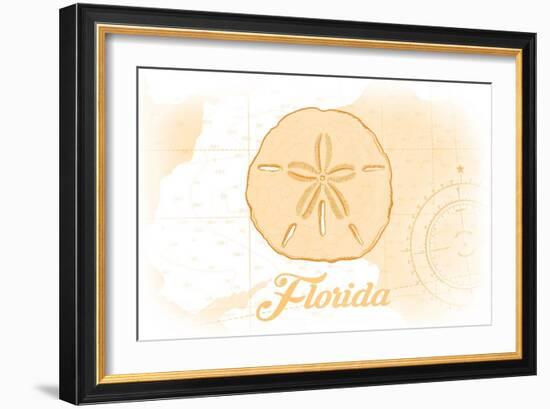 Florida - Sand Dollar - Yellow - Coastal Icon-Lantern Press-Framed Art Print
