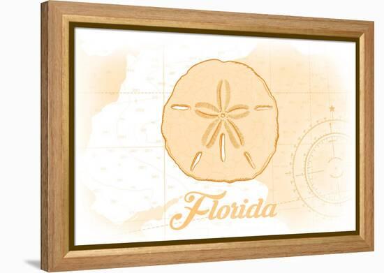 Florida - Sand Dollar - Yellow - Coastal Icon-Lantern Press-Framed Stretched Canvas