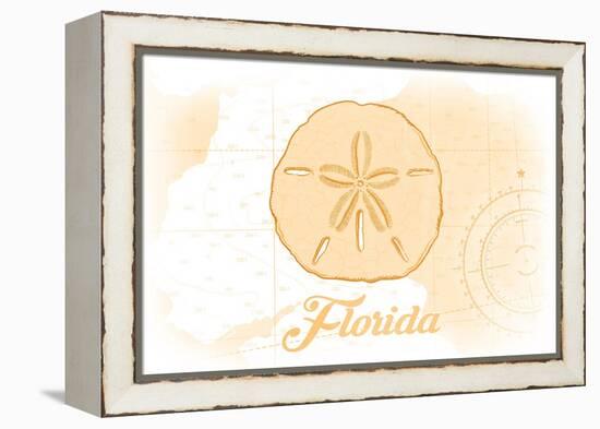 Florida - Sand Dollar - Yellow - Coastal Icon-Lantern Press-Framed Stretched Canvas