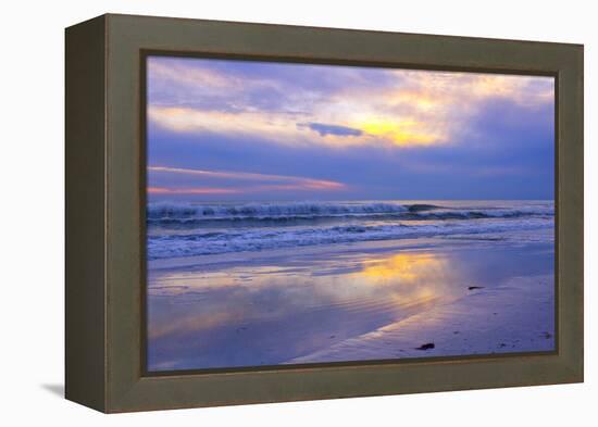 Florida, Sarasota, Crescent Beach, Siesta Key, Sunset over Ocean-Bernard Friel-Framed Premier Image Canvas