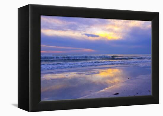 Florida, Sarasota, Crescent Beach, Siesta Key, Sunset over Ocean-Bernard Friel-Framed Premier Image Canvas