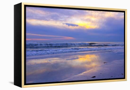 Florida, Sarasota, Crescent Beach, Siesta Key, Sunset over Ocean-Bernard Friel-Framed Premier Image Canvas