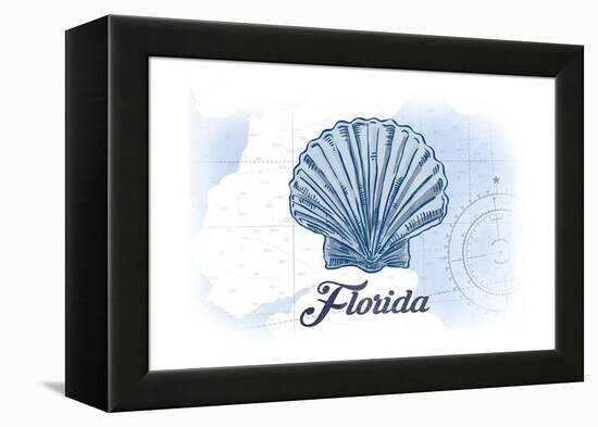 Florida - Scallop Shell - Blue - Coastal Icon-Lantern Press-Framed Stretched Canvas