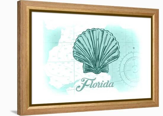 Florida - Scallop Shell - Teal - Coastal Icon-Lantern Press-Framed Stretched Canvas