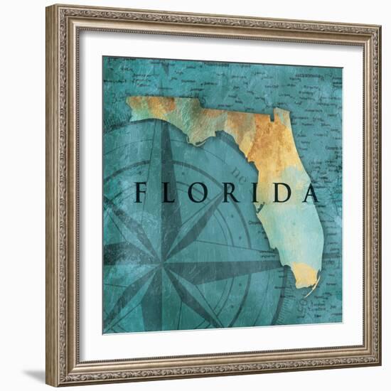 Florida Sea Map-Jace Grey-Framed Art Print