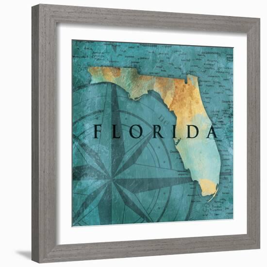 Florida Sea Map-Jace Grey-Framed Art Print