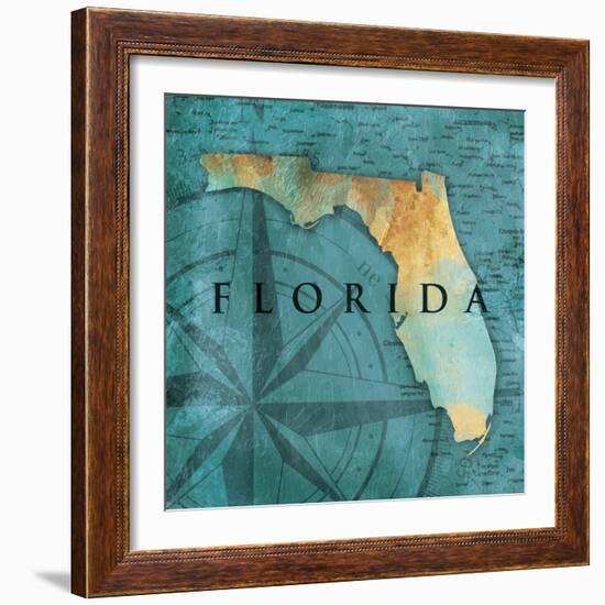 Florida Sea Map-Jace Grey-Framed Art Print