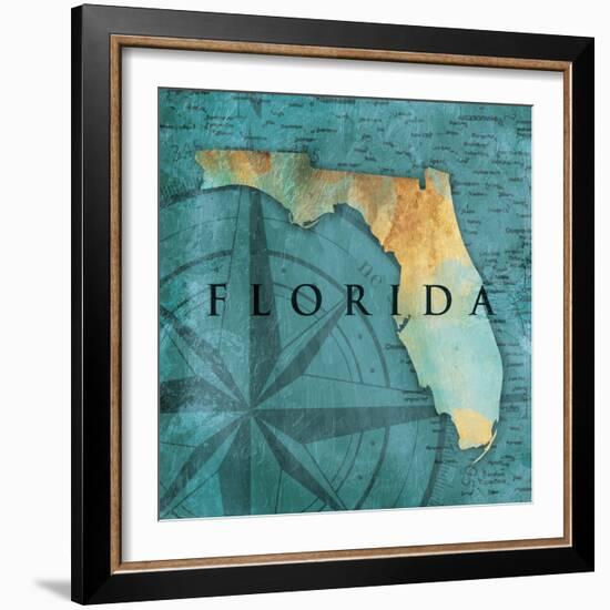 Florida Sea Map-Jace Grey-Framed Art Print