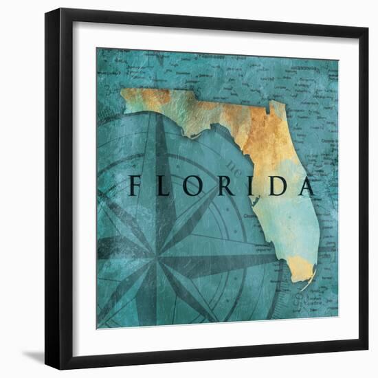 Florida Sea Map-Jace Grey-Framed Art Print