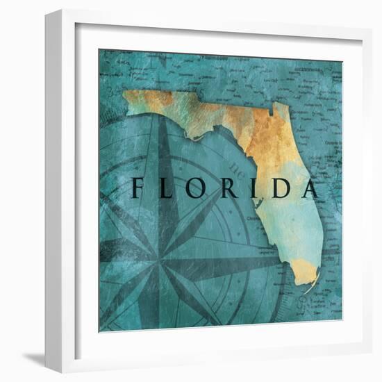 Florida Sea Map-Jace Grey-Framed Art Print