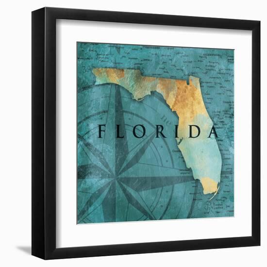 Florida Sea Map-Jace Grey-Framed Art Print