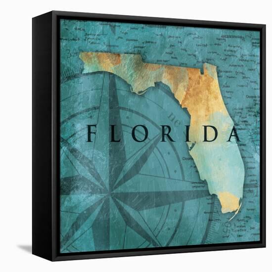 Florida Sea Map-Jace Grey-Framed Stretched Canvas