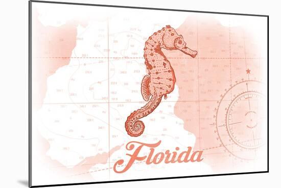 Florida - Seahorse - Coral - Coastal Icon-Lantern Press-Mounted Art Print