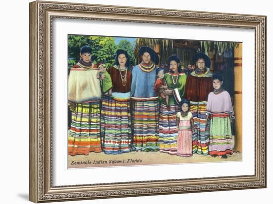 Florida - Seminole Indian Ladies-Lantern Press-Framed Art Print