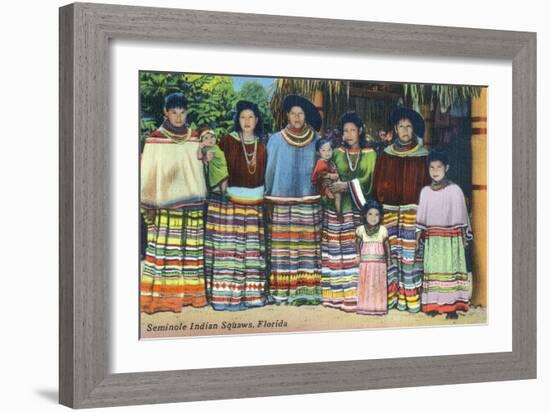 Florida - Seminole Indian Ladies-Lantern Press-Framed Art Print