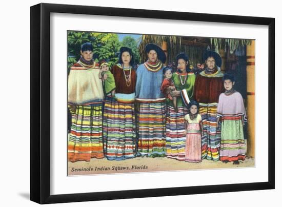 Florida - Seminole Indian Ladies-Lantern Press-Framed Art Print