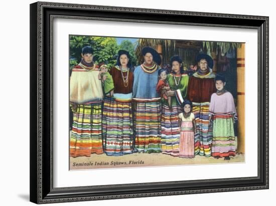 Florida - Seminole Indian Ladies-Lantern Press-Framed Art Print