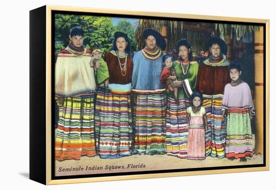 Florida - Seminole Indian Ladies-Lantern Press-Framed Stretched Canvas