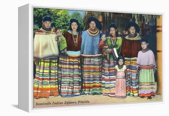 Florida - Seminole Indian Ladies-Lantern Press-Framed Stretched Canvas