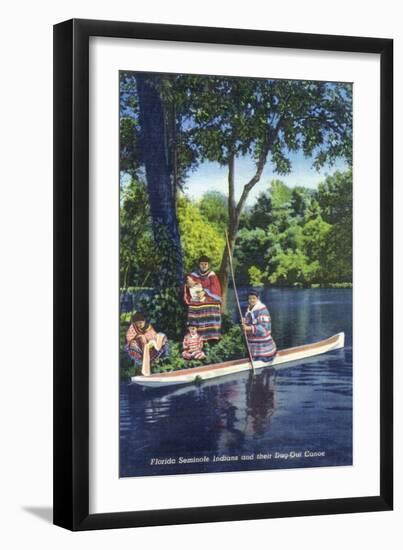 Florida - Seminole Indians by a Dug-Out Canoe-Lantern Press-Framed Art Print