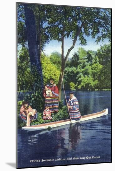 Florida - Seminole Indians by a Dug-Out Canoe-Lantern Press-Mounted Art Print