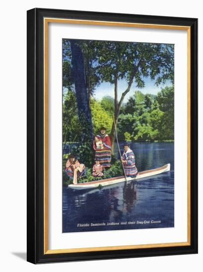 Florida - Seminole Indians by a Dug-Out Canoe-Lantern Press-Framed Art Print