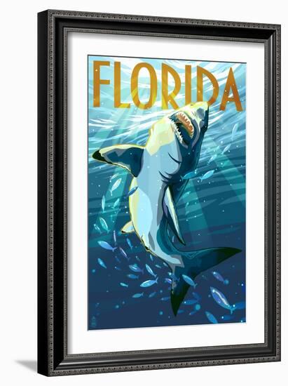 Florida - Stylized Shark-Lantern Press-Framed Premium Giclee Print