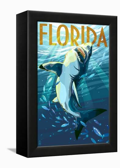 Florida - Stylized Shark-Lantern Press-Framed Stretched Canvas