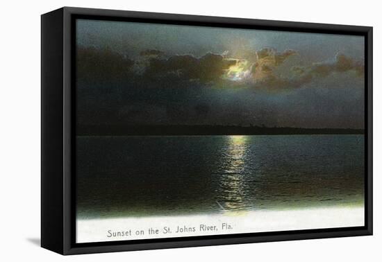 Florida - Sunset Scene on the St. John's River-Lantern Press-Framed Stretched Canvas