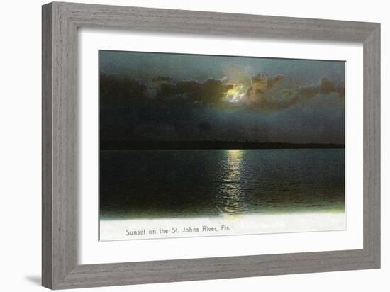 Florida - Sunset Scene on the St. John's River-Lantern Press-Framed Art Print