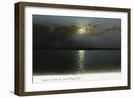 Florida - Sunset Scene on the St. John's River-Lantern Press-Framed Art Print