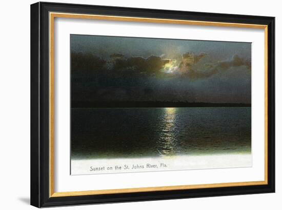 Florida - Sunset Scene on the St. John's River-Lantern Press-Framed Art Print