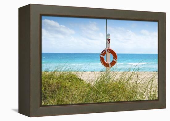 Florida, Surfside, Miami Beach, North Miami Beach, Lifeguard Buoy-John Coletti-Framed Premier Image Canvas