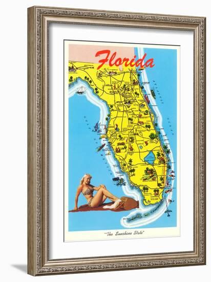 Florida Tourist Map-null-Framed Art Print