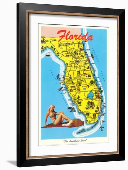 Florida Tourist Map-null-Framed Art Print