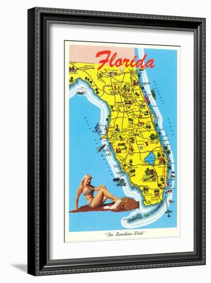 Florida Tourist Map-null-Framed Art Print