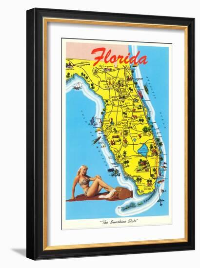 Florida Tourist Map-null-Framed Art Print