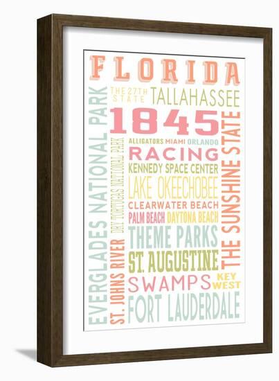 Florida - Typography-Lantern Press-Framed Art Print