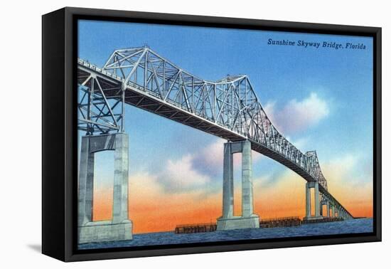 Florida - View of Sunshine Skyway Bridge-Lantern Press-Framed Stretched Canvas