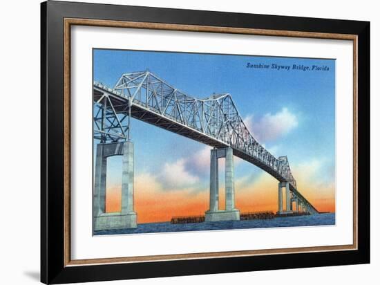 Florida - View of Sunshine Skyway Bridge-Lantern Press-Framed Art Print