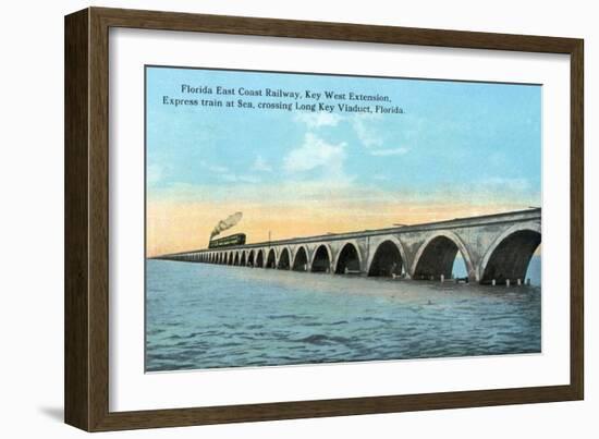 Florida - View of the Key West Extention of the FL East Coast Railroad-Lantern Press-Framed Art Print