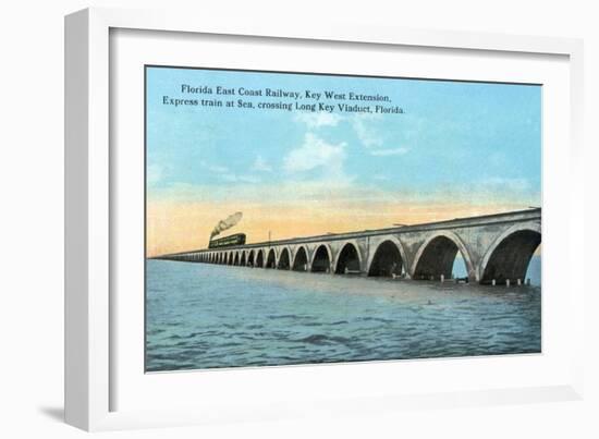 Florida - View of the Key West Extention of the FL East Coast Railroad-Lantern Press-Framed Art Print